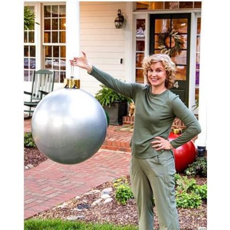 1 stk. (φ65cm, sølv) PVC oppblåsbar julekule, stor utendørs