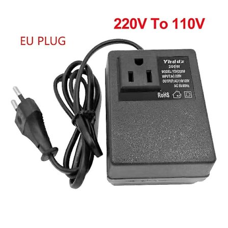 200w spenningsomformer 220v til 110v trinn ned transformator - Reiseadapter Eu plugg inverter