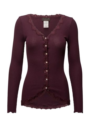 Silk Cardigan W/ Lace Neuletakki Liila Rosemunde