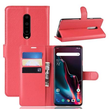 Oneplus 7 Pro - Litchi Plånboksfodral - Röd Red Röd