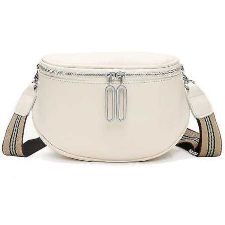 Lille Skuldertaske Kvinders Læder Moderne Tasker Med Bred Skulderrem Crossbody Taske Fanny Packs -hvid