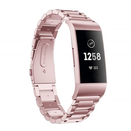 Fitbit Charge 3 stainless steel watch band - Pink Gold