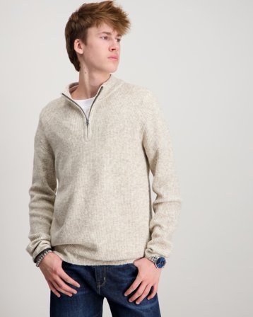 LMTD NLMKLEAVE LS HALF ZIP KNIT Beige Genser Gutt - Kids Brand Store