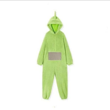 Koti 4 väriä Teletubbies Cosplay aikuisille hauska Tinky Winky Anime Dipsy Laa-Laa Po pehmeä pitkähihainen pala pyjamaasu green L