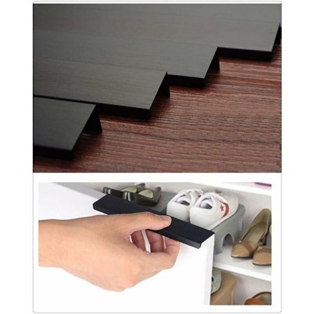 Skabsbeslag, Fingerkantshåndtag, Møbel Køkken Dør Skuffehåndtag, Skjulte Trækhåndtag, 10-pak 256mm/300mm Langt Hulafstand Sort - RWPoi