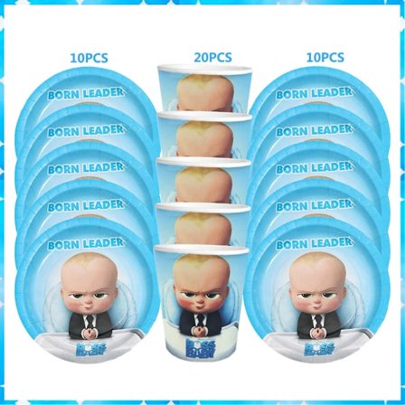 Tecknad baby familjtema Födelsedagsfest Set 10-20 personer Baby shower Accessoarer Boss presentpåsar Anpassa bakgrund