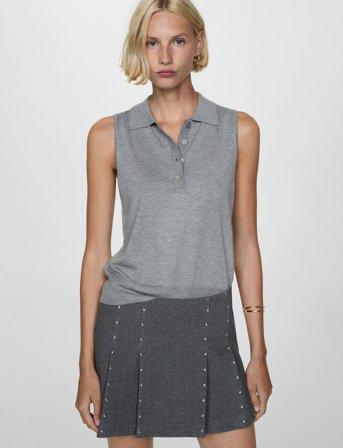 Mango Mini-Skirt With Studs - Grey - M