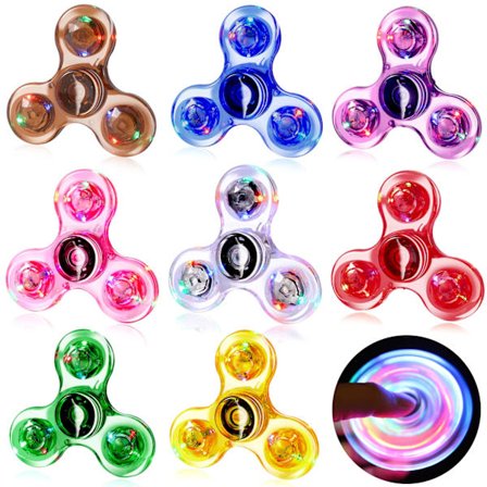 8-pakning LED Lysende Fidget Spinnere, Selvlysende Festartikler for Barn 4-12 og Voksne, Sensorisk Leker Bulk for Godteposer og Klasse