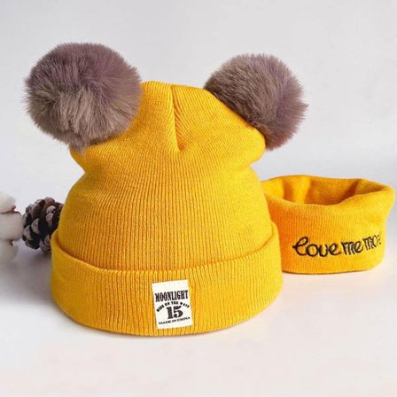 Strikket hue til børn Baby huehue GUL STYLE 2 STYLE 2