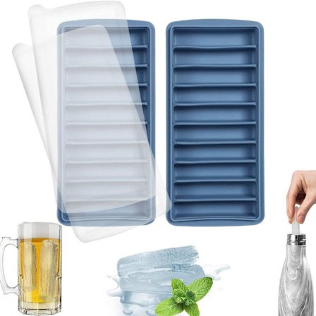 Isterningbakke til vandflasker lavet af silikone og plast, 2-pak