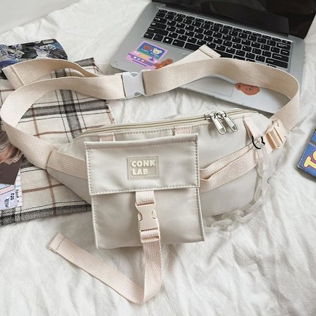 Enkel skulderveske i college-stil for jenter, myk jente-studentveske i nylon, A916-980