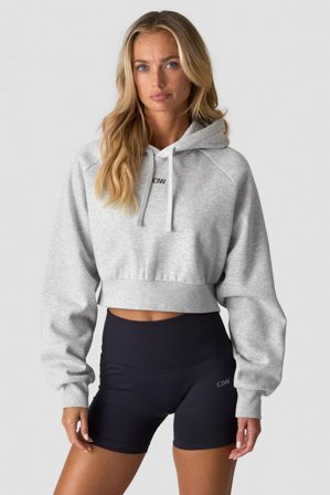 Everyday Cropped Hoodie Light Grey Melange