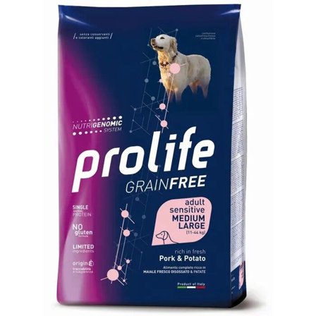 Prolife Dog Grain Free Sensitive Pork & Potato Cibo Secco Per