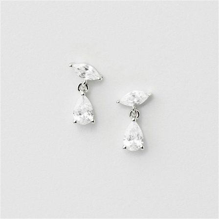 Drop Marquise Studs - Sterling Silver - Safira