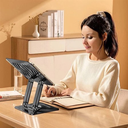 Wozinsky WRS-CPY84SB 360 aluminiumsstativ til laptop og tablet + gratis smartphone-stativ - sort
