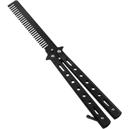 Perhoskampa, kokoontaitettava hiuskampa, partakampa, harjoitusperhoskampa, flippauskampa, ruostumattomasta teräksestä valmistettu hiuskampa