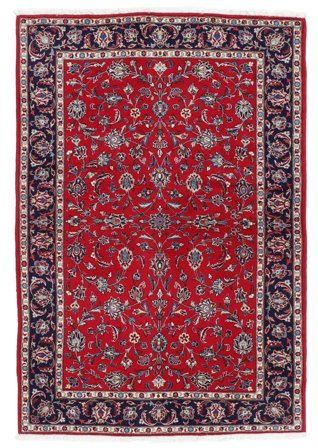 Handgeknüpft Keshan Fine 138X202 Wollteppich Dunkelrot/Schwarz Klein