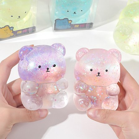 1 Pack Teddy Bear (Slumpmässig färg) Mjuka leksaker 3D Squishy leksaker Stressavlastning Squeeze leksaker Fidget leksaker för barn och vuxna