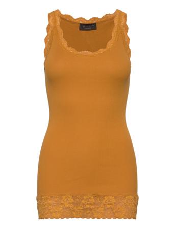 Organic Top Medium W/Lace Top Ærmeløs Top Gul Rosemunde