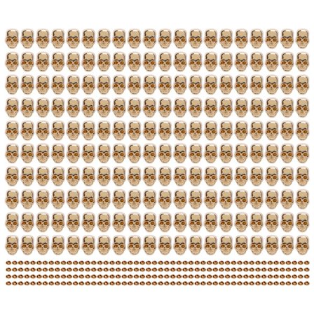 200 sett hodeskaller nagler gotisk stil vakre fasjonable hodeskalle nagletilbehør for DIY sko klær vesker gull