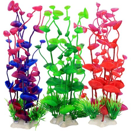 3 stk kunstige akvarieplanter (24 cm), stort plastakvarium