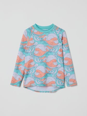 Polarn O. Pyret - Long-sleeved UV top with whale print - 86|92 - Childrenswear - turquoise