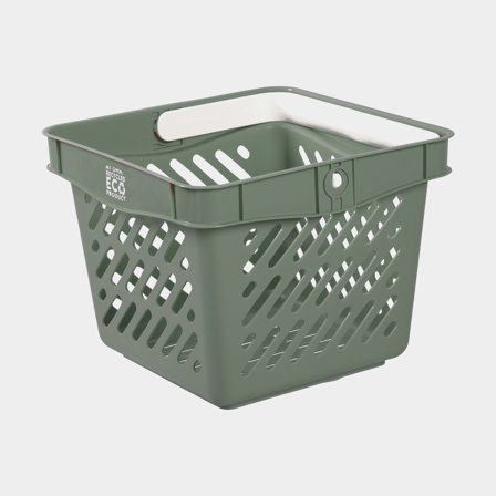 Cesto de compras / cesto de armazenamento em plástico Nordiska Plast My Own Mini ECO, verde caqui/branco, 270 mm x 268 mm x 208 mm, 10 litros