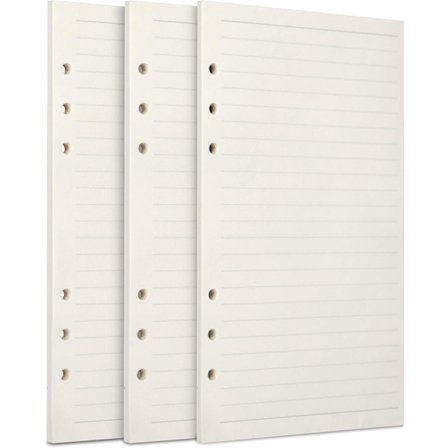 A6-täyttöpaperi, 3 kpl 100GSM paksua täytettävää paperia 6-reikäinen täyttölehti Irtolehtitäyttö 135 arkkia (270 sivua)