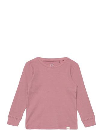 Top Solid Rib Langærmet T-shirt Lyserød Lindex