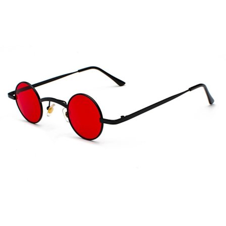 (13.9*142mm)Solbriller Menn Kvinner Retro Vintage Sirkel Stil Solbriller Farge Metallramme Briller Øyewear