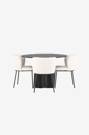 Venture Home - Spisegruppe Olivia med 4 stole Edina - Sort - Spisebordssæt 4 personer - Fra Homeroom