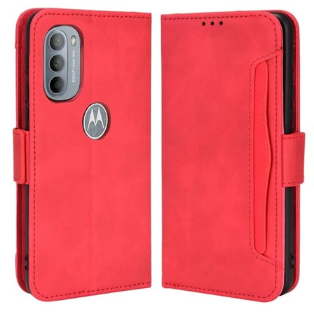 Modernt Motorola Moto G41 / Motorola Moto G31 fodral med plånbok - Röd