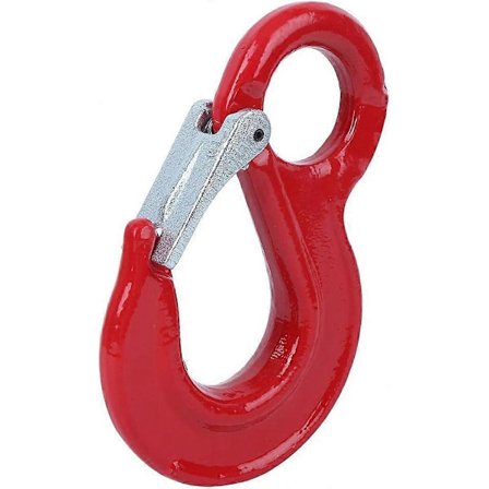 Kääntyvä nostokoukku, seosteräksinen silmäkoukku turvasalvalla, nosturin painovoimanostolaite 3,2T laivanrakennus pyöreä koukku nostolaitetarvikkeille