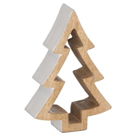 The Noel Collection Snowy Wooden Christmas Tree Ornament 14cm X