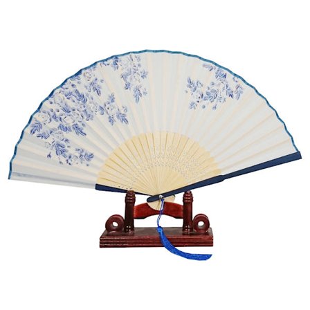 Vifte - Orientalske vinde [M19] - Blå/hvide blomster
