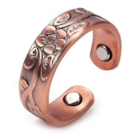 Ren Ring i Kobber for Artritt med 2 Magneter Magnetiske Ringer Smertelindring Karpaltunnelsyndrom Finger Tommel