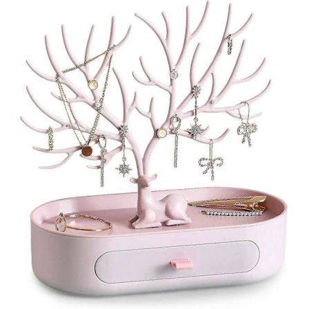 Smyckesställ med horn, Halsband Förvaring, Smyckeshållare med lådor, Örhängeshållare, Armbandsställ, Smyckesträd
