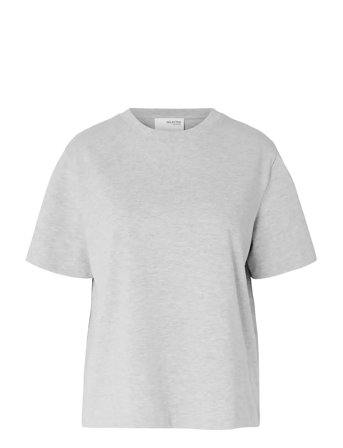 Slfessential Ss Boxy Tee Noos Grey Selected