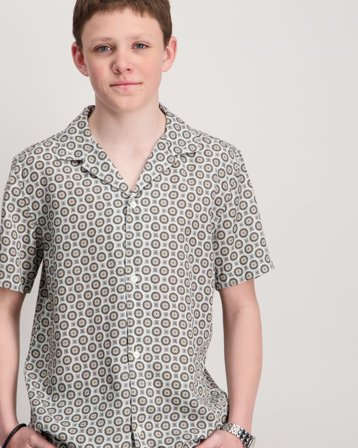 Les Deux Foulard AOP SS Shirt Kids Zielony Koszule Chłopiec - Kids Brand Store