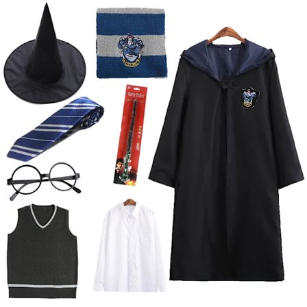 Harry Potter 8-delt sett med magisk trollmann-kappe for fancy dress - Ravenclaw