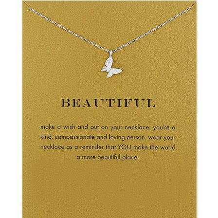 Vänskapskompass Halsband Lycka Fjäril Hänge Kedja Halsband med Meddelande