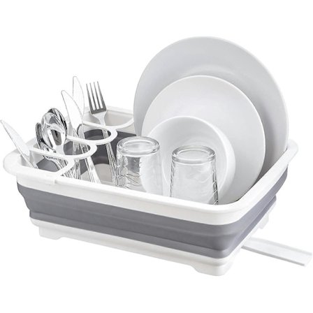 Expandable Folding Dish Rack with Cutlery Holder