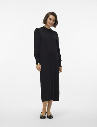 Vero Moda Vmlimone Ls Highneck Calf Dress Ga Boo - Black - S