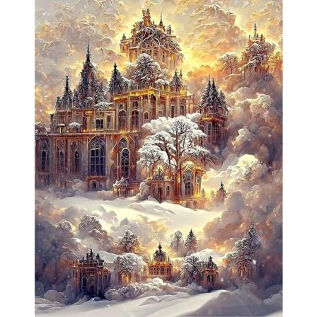 (30X40cm kirke) Diamantmaleri Slotsborg Diamantmaleri