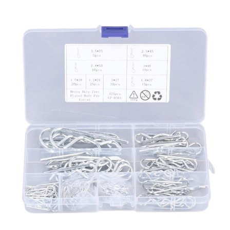 125 ST Sprintsats R Typ B Typ Hårnål 8 storlekar Rostfritt stål Sortiment Transparent förpackningslåda