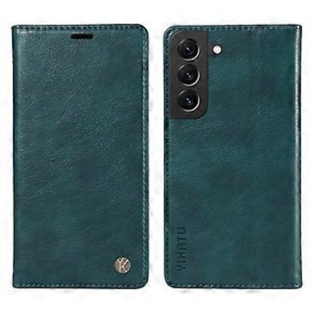 YIKATU YK-006 Kompatibel För Samsung Galaxy S22+ 5G Fodral Litchi Textur Ultratunt Kortfack Telefonskal (Blå)