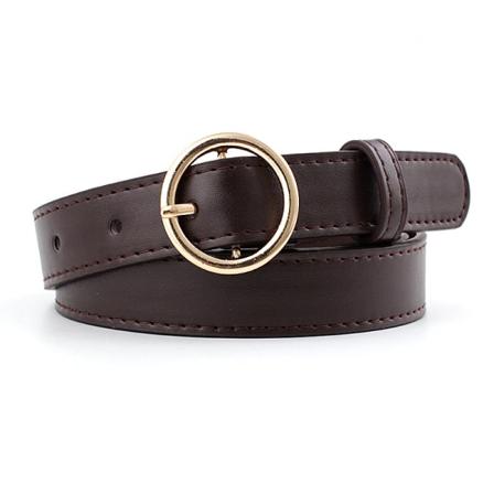 Dambälten Flerfärgat bälte Mode runt spänne Casual Dekorativ klänning Jeansbälte Brown-gold buckle 105x2.3cm