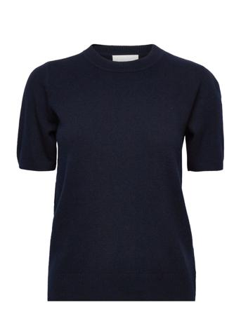 White Calico Knit Tee Pulllover Navy Fall Winter Spring Summer