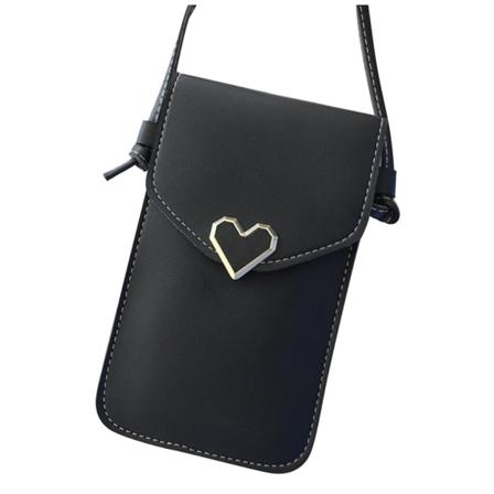 Mobilväska Crossbody Universal Svart Med Axelrem/halsrem Svart 12x18,5x0,5cm