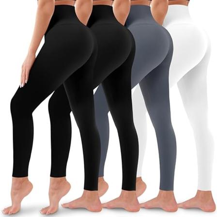 4-pack leggings för kvinnor med rumplyft, hög midja, magkontroll, ogenomskinliga yogabyxor, träningsbyxor XL